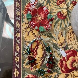 NWT, Carstina alright, Ltd., hand beaded, sterling silver clasps, Christmas